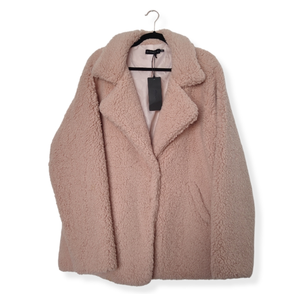 Silver Jeans Woman's Brigette Dusty Rose Teddy Peacoat | Size XL